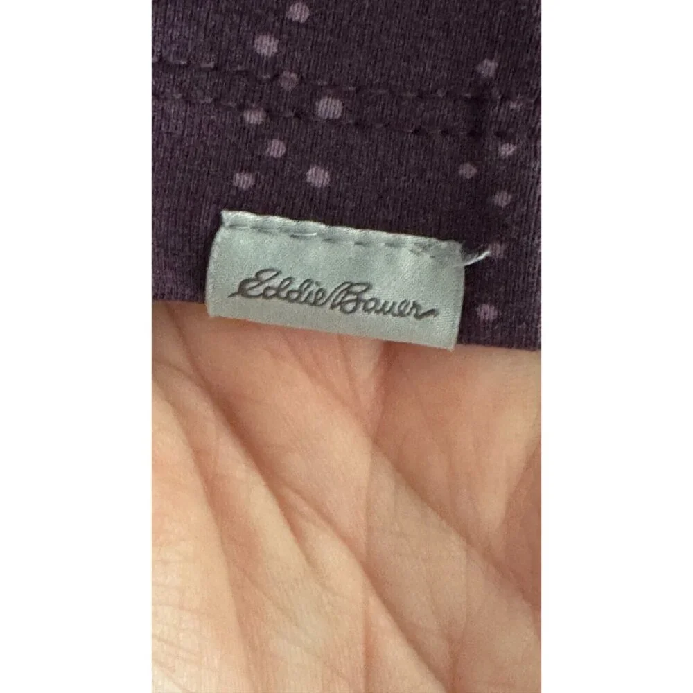 EDDIE BAUER Dress-Purple Poly/Rayon Knit Sleeveless Empire, Dotted Pattern, XL - Picture 5 of 6